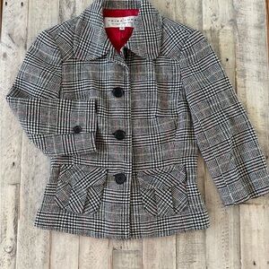Trina Turk Black and White Plaid Blazer